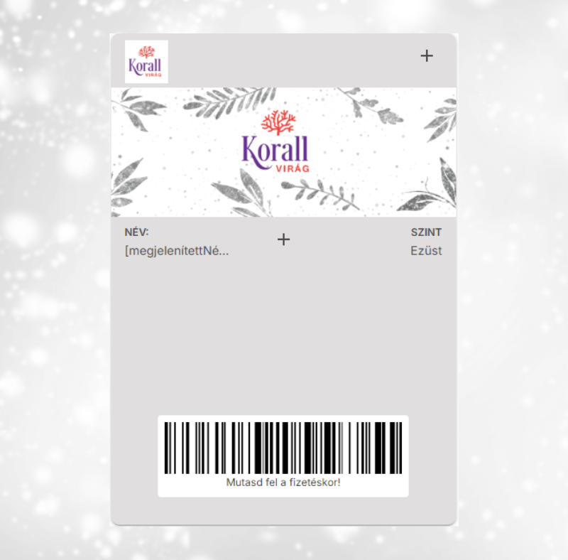 Korall Virág Ezüst VIP digitális törzsvásárlói kártya